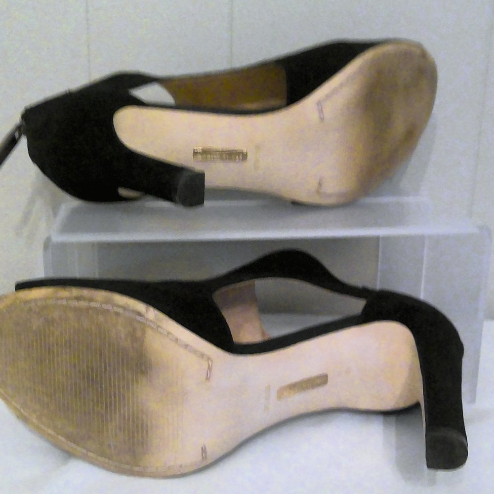 Louise et Cie LO-OLIVIA Train Black Suede Open Shoe Toe  Sz 8.5 - Picture 6 of 9